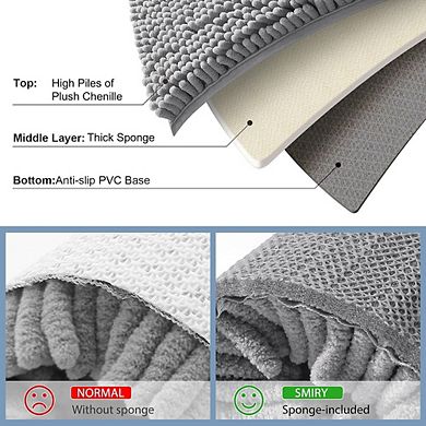 2-Piece Chenille Bath Rug Set, Soft Absorbent, Non-Slip Shaggy Mats