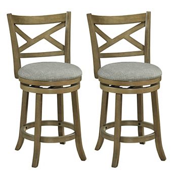 Costway Swivel Bar Stools, 25” Counter Height Barstools with Backrests for Kitchen