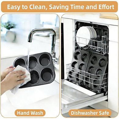 Great Ambitions 2-Pack 6-Cup Jumbo Muffin Pan Set, Nonstick Carbon Steel with 50 Liners