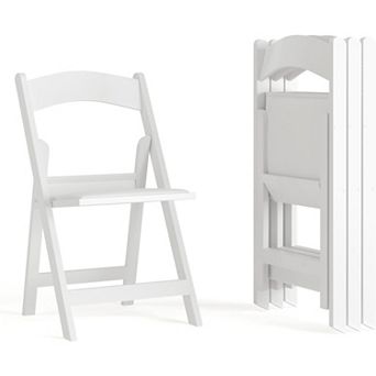 800lb Capacity Folding Chairs 4-Pack, White Heavy Duty Yet Lightweight and Comfortable