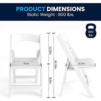 800lb Capacity Folding Chairs 4-Pack, White Heavy Duty Yet Lightweight and Comfortable