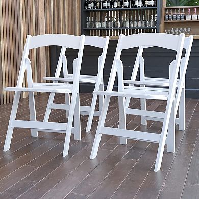 800lb Capacity Folding Chairs 4-Pack, White Heavy Duty Yet Lightweight and Comfortable