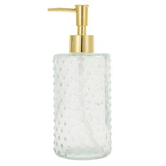Cylinder Dot Soap Dispenser 14.2oz Clear Gold Tone 1 pc