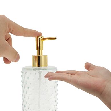 Cylinder Dot Soap Dispenser 14.2oz Clear Gold Tone 1 Pc