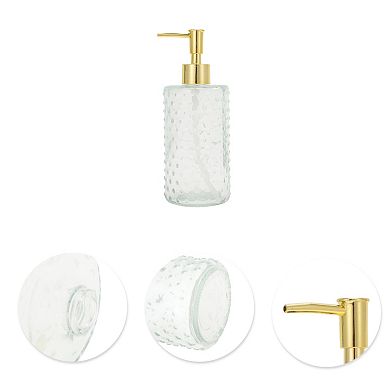 Cylinder Dot Soap Dispenser 14.2oz Clear Gold Tone 1 Pc