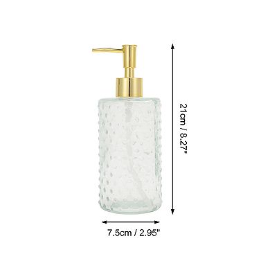 Cylinder Dot Soap Dispenser 14.2oz Clear Gold Tone 1 Pc