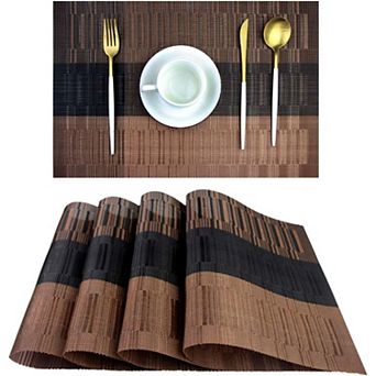 Placemats,Durable Placemats for Dining Table,Washable Woven Vinyl Kitchen Placemats Set of 4