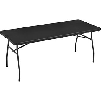 6ft Black Heavy Duty Folding Table, Portable with Carrying Handle for Indoor Outdoor