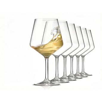 Great Ambitions Set of 6 Unbreakable Stemmed Wine Glasses, 16oz Reusable for Outdoors & Home