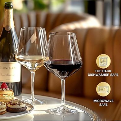 Great Ambitions Set of 6 Unbreakable Stemmed Wine Glasses, 16oz Reusable for Outdoors & Home