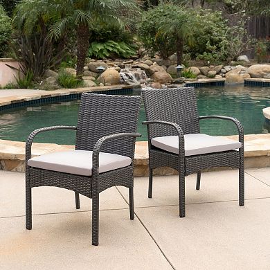TEINIE Cordoba PE Wicker Dining Chair Set of 2 with Cushion