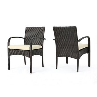 TEINIE Cordoba PE Wicker Dining Chair Set of 2 with Cushion