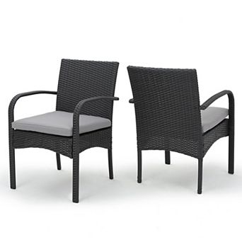TEINIE Cordoba PE Wicker Dining Chair Set of 2 with Cushion
