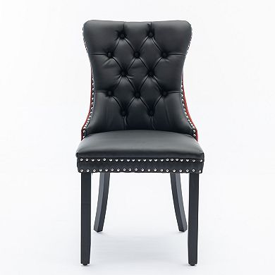 Tufted Contemporary Dining Chairs with Nailhead Trim, Set of 2 - PU/Velvet