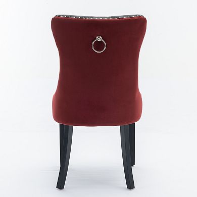 Tufted Contemporary Dining Chairs with Nailhead Trim, Set of 2 - PU/Velvet