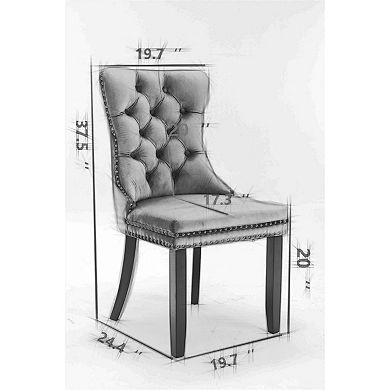 Tufted Contemporary Dining Chairs with Nailhead Trim, Set of 2 - PU/Velvet