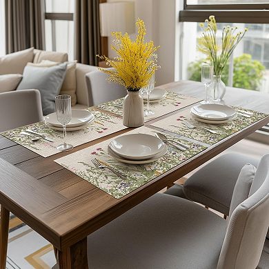 Wildflower Vinyl Placemats Set of 4, Spring Party Kitchen Dining Decor, 12x18 Inch