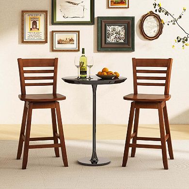 Costway 2 PCS 24.5" Counter Height Bar Chairs Swivel Bar Stools with Hollow Backrest