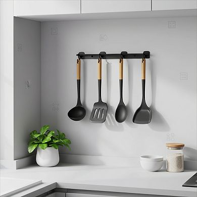 Silicone Cooking Utensil Set with Wood Handles 5 Piece