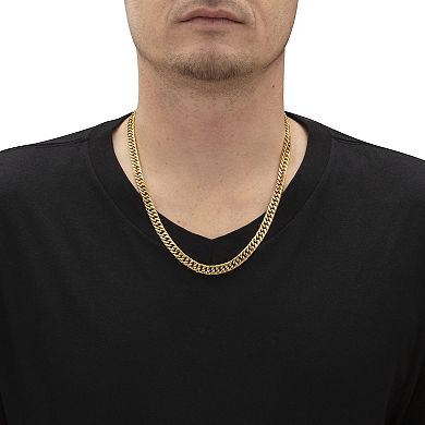 Men's 2 Piece Curb-Link Gold Ion-Plated Stainless Steel Set 6mm 9" & 24" Lengths