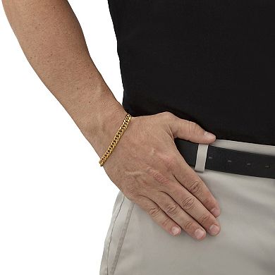 Men's 2 Piece Curb-Link Gold Ion-Plated Stainless Steel Set 6mm 9" & 24" Lengths