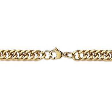 Men's 2 Piece Curb-Link Gold Ion-Plated Stainless Steel Set 6mm 9" & 24" Lengths
