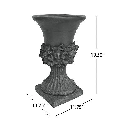 TEINIE MGO Garden Urn Planter Lightweight Concrete 11.75x11.75x19.5 in