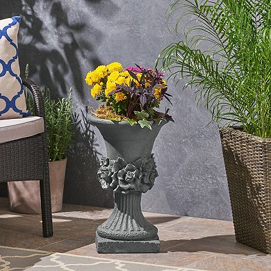 TEINIE MGO Garden Urn Planter Lightweight Concrete 11.75x11.75x19.5 in