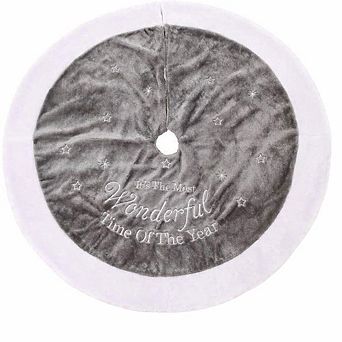 Luxury Faux Fur Christmas Tree Skirt with Snowflake Pattern Holiday Decor