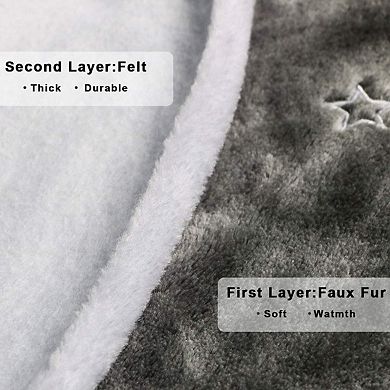 Luxury Faux Fur Christmas Tree Skirt with Snowflake Pattern Holiday Decor