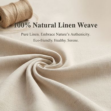 Farmhouse Linen Shower Curtain with Ruffle Hem Beige Boho Rustic 72x72