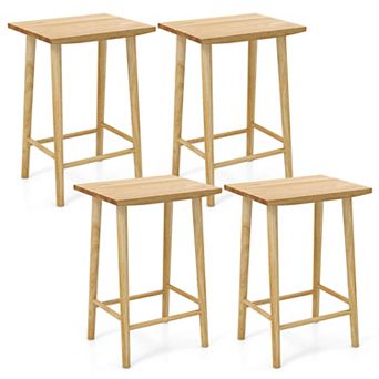 Costway 25.5" Counter Height Stool with Footrest & Solid Wood Frame
