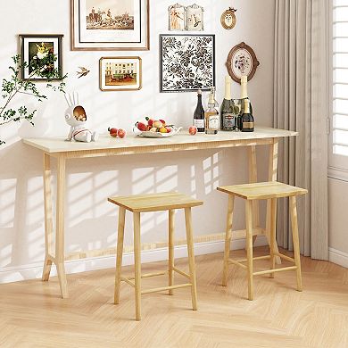 Costway 25.5" Counter Height Stool with Footrest & Solid Wood Frame