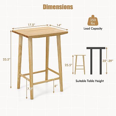Costway 25.5" Counter Height Stool with Footrest & Solid Wood Frame