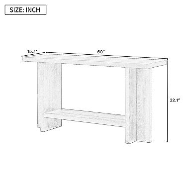 Aoolive Storage Console Table with 2-Tier Shelf, Entryway Display Table, Ash Veneer Sofa Table