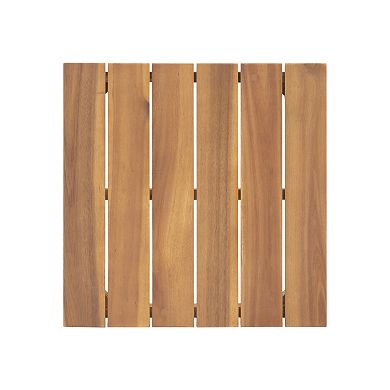 TEINIE 19.75" Square Outdoor Wood End Table Teak