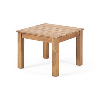 TEINIE 19.75" Square Outdoor Wood End Table Teak