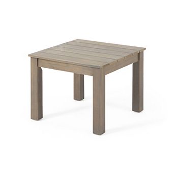 TEINIE 19.75" Square Outdoor Wood End Table Teak