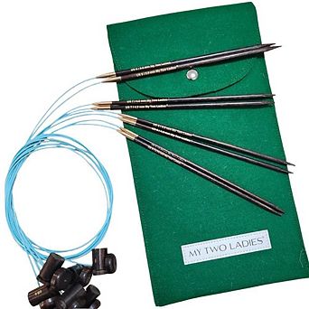 Blue Silk Fine-Medium Set Adjustable Knitting Needles w/custom case
