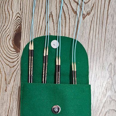 Blue Silk Fine-Medium Set Adjustable Knitting Needles w/custom case