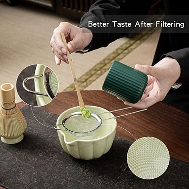 Great Ambitions Matcha Whisk Set - 5 PC Kit with Bowl, Whisk, Scoop, Holder, Sifter