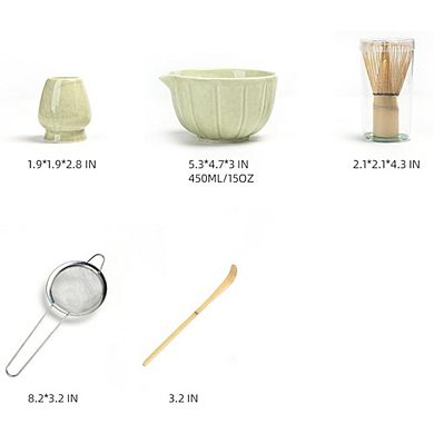 Great Ambitions Matcha Whisk Set - 5 PC Kit with Bowl, Whisk, Scoop, Holder, Sifter