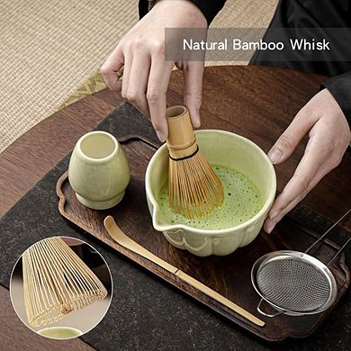 Great Ambitions Matcha Whisk Set - 5 PC Kit with Bowl, Whisk, Scoop, Holder, Sifter
