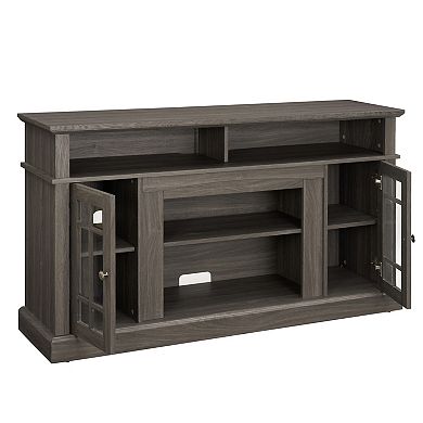 Modern Classic TV Stand, Media Console with Open Shelving & Closed Storage Cabinets
