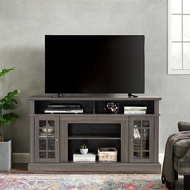 Modern Classic TV Stand, Media Console with Open Shelving & Closed Storage Cabinets