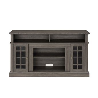 Modern Classic TV Stand, Media Console with Open Shelving & Closed Storage Cabinets