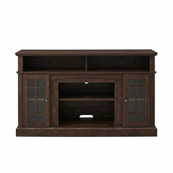 Modern Classic TV Stand, Media Console with Open Shelving & Closed Storage Cabinets