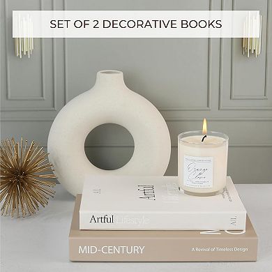 Decorative Books - Set of 2 Stylish Boxes Enhance Your Coffee Table, Bookshelf or Mantel Decor