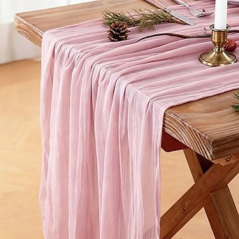 Pink Cheesecloth Table Runner, Boho Rustic Wedding & Party Decor