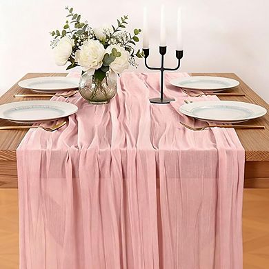 Pink Cheesecloth Table Runner, Boho Rustic Wedding & Party Decor